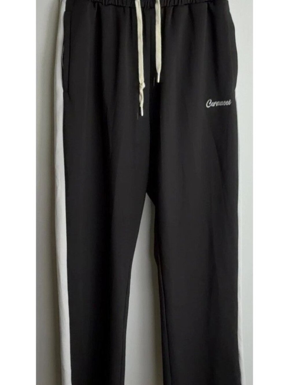 Cernucci Black Track Pants Size Large White Side Stripe Joggers Men’s